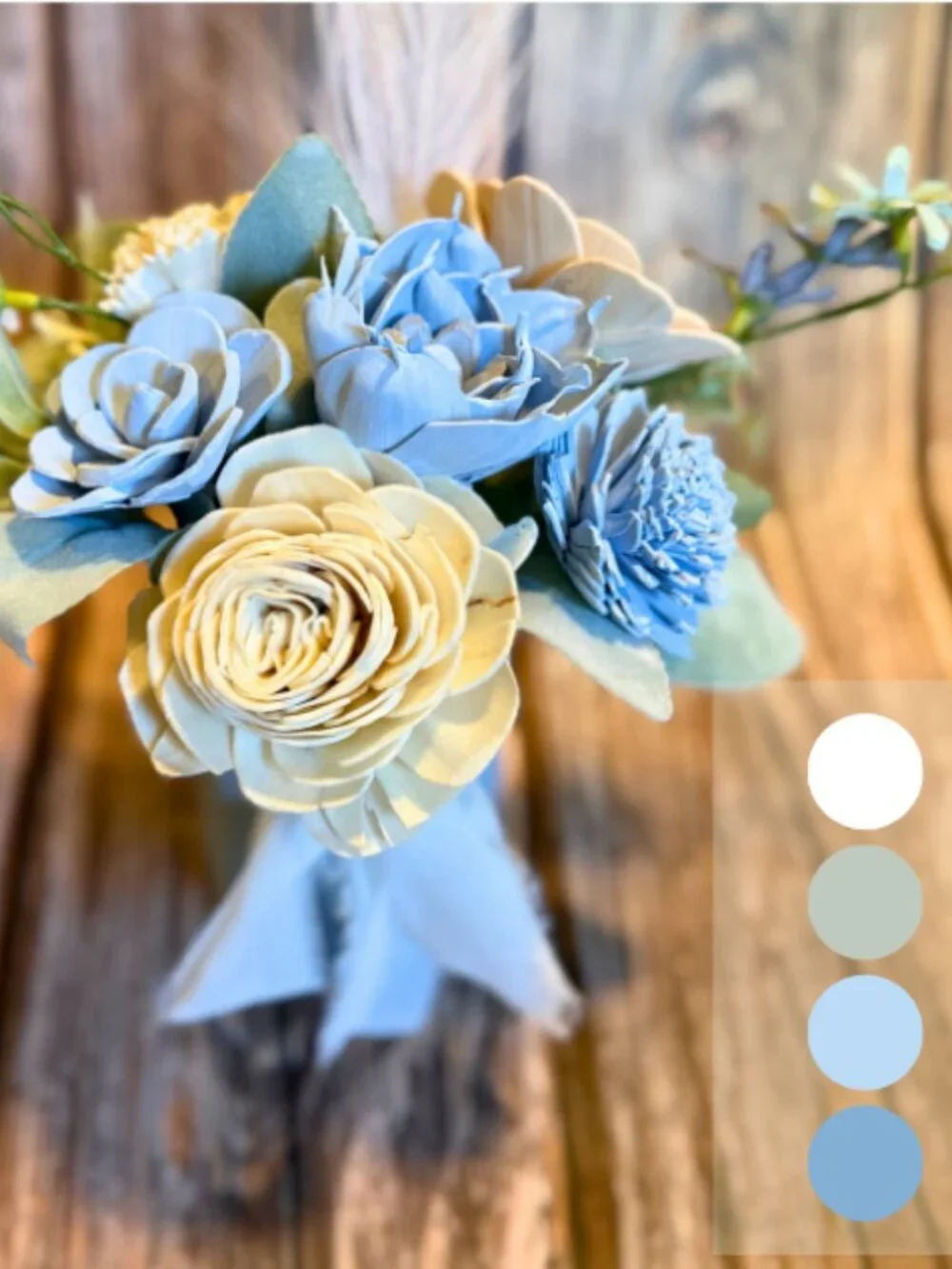Sola Wood Dusty Blue Wedding Floral Table Centerpieces Set of 3 Mason Jar Decor
